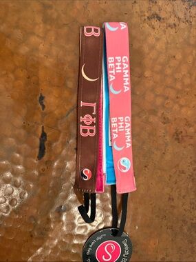 Gamma Phi Beta Pink and Brown Elastic Headband Duo